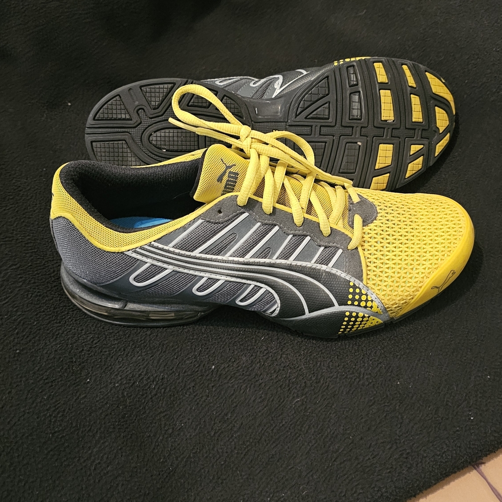 Puma Vibrant Yellow and Gray Sneakers